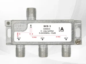 3 Way Splitter 5–2400 MHz – Through Power Outputs to Input